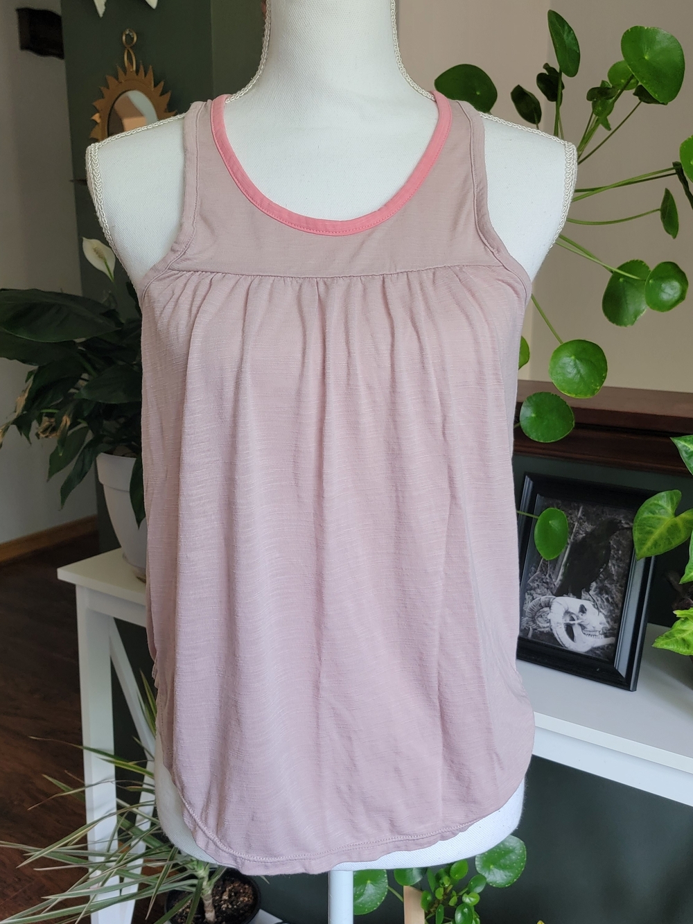 3 For $30 American Eagle Outfitters Light Pink Gathered Tank with Pink Trim